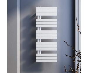 SONNI Radiateur de salle de bain 1314x500mm Sèche-serviettes Chauffage Blanc Plat Design Chauffe-serviettes Salle de bain Raccord central latéral 1160 Watt