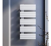 SONNI Radiateur de salle de bain 1314x600mm Sèche-serviettes Chauffage Blanc Plat Design Chauffe-serviettes Salle de bain Raccord central latéral 1376 Watt