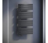 SONNI Radiateur de salle de bain plat - 1038 x 500 mm - Anthracite - Chauffe-serviettes avec raccordement latéral multibloc - Panneau de raccordement latéral - 978 W