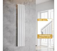 SONNI Radiateur vertical, panneau de radiateur design, double couche, blanc, 1600 x 311 mm, sans élément chauffant