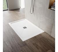 SONNI Receveur de douche carré SMC avec garniture d'écoulement, 100x80 cm, antidérapant pour une évacuation rapide