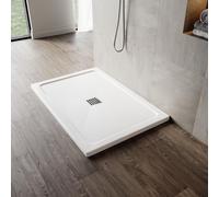 SONNI Receveur de douche carré SMC avec garniture d'écoulement, 100x80 cm, antidérapant pour une évacuation rapide