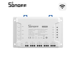 SONOFF 4CHPROR3 Interrupteur intelligent RF 4 canaux 433Mhz avec modes de verrouillage, auto-blocage et impulsions, contrôle à distance via l'application eWeLink, Alexa et IFTTT