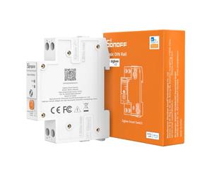 SONOFF Basic Rail DIN (BASIC-ZB1GSP) Zigbee Smart Interrupteur sur rail, Zigbee 3.0 Smart Home contrôleur avec surveillance d'énergie, 32A pour boîtier de disjoncteur, compatible avec Home Assistant