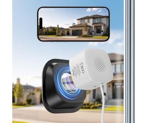 SONOFF CAM GalssView Caméra de fenêtre 3MP 2K avec console Web locale | WiFi 2,4 G/5 G, RTSP/ONVIF, caméra de sécurité domestique avec support coudé, installation sans perçage