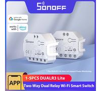 SONOFF DUALR3 Lite Interrupteur Wi-Fi Intelligent pour Porte de Garage, 2 Gang 2 Way Interrupteur Connecté Volet Roulant WiFi, Moteur mode, Compatible avec Alexa/Google Home/Siri, 15A/3300W