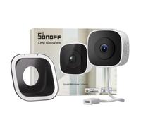 SONOFF GlassView CAM-S3W Caméra de fenêtre 3MP 2K Console Web locale | WiFi 2,4/5 GHz, RTSP/ONVIF, caméra SafeView avec support, montage facile, détection de personnes, vision nocturne en couleur