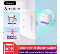 SONOFF Interrupteur Matter pour Volet roulant MINI-RBS, Wi-Fi 2,4 GHz, Format Mini, Contrôle en Pourcentage, Compatible Alexa/Google Home/HomeKit/Home Assistant, Fil Neutre Requis, 1 Unité