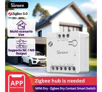 SONOFF MINI-ZBD MINI Interrupteur intelligent à contact sec Zigbee avec sortie NO/NC, compatible avec l'alimentation AC et DC, fonctionne avec le hub Zigbee