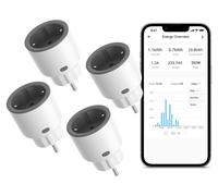 SONOFF S60TPF 16 A 4 000 W : prise Wi-Fi avec mesure de la consommation, lot de 4 prises intelligentes, protection contre les surcharges,vocale, compatible avec Alexa/Google Home (Wi-Fi 2,4 GHz)