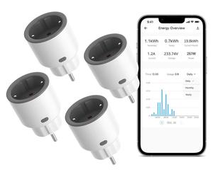 SONOFF S60TPF 16 A 4 000 W : prise Wi-Fi avec mesure de la consommation, lot de 4 prises intelligentes, protection contre les surcharges,vocale, compatible avec Alexa/Google Home (Wi-Fi 2,4 GHz)
