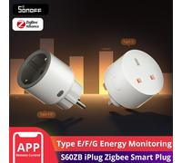 SONOFF S60ZB IPlug Prise intelligente Zigbee avec surveillance de la consommation d'énergie, prise sans fil, minuterie, interrupteur intelligent, commande vocale Google Home Amazon Alexa S60ZBTPF