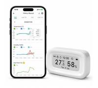 Capteur de température et d'humidité SONOFF E-Ink Zigbee, écran 2,9", AirGuard SNZB-02UL, affichage de l'heure, de la météo et de la date, compatible avec Alexa et Google.