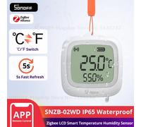 SONOFF SNZB-02WD IP65 Zigbee LCD Capteur Intelligent de Température et d'Humidité, étanche pour Serre/Salle de bain, Surveillance via APP avec Graphiques, Installation Flexible