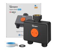 SONOFF SWV-ZF2E Hydro DUO Minuteur d'arrosage Zigbee 2 Zones, entrée en Laiton, IP65, Alimentation Type-C et 4 Piles AA, Adaptation météo avec débitmètre, hub Zigbee requis, Home Assistant