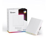 SONOFF T5-2Gang WiFi interrupteur Sans Fil Tactile, 2 way Interrupteur Mural Intelligent, Tactile Complet, Lumière LED, Sonnette Smart Wall Switch Compatible avec Alexa, Google Home, 10A/2400W
