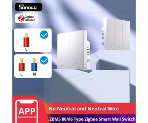 SONOFF ZBM5 80/86 Type Zigbee commutateur mural intelligent prend en charge aucun fil neutre et neutre se détache le Mode relais fonctionne avec l'assistant domestique ZBM5-1C-80W