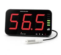 Sonomètre mural à suspendre Enregistreur de niveau sonore avec grand écran LCD de 33 cm avec capteur sonore filaire de 1,95 m, alarme sonore et visuelle Sonomètre SPL avec enregistrement de données