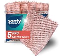 SONTY Éponges de cuivre 5 pièces - Chiffons écologiques fabriqués en Autriche sans Produits Chimiques | Éponge Vaisselle et grattoir Cuisine | Lavettes de cuivre lavables 15x15 cm