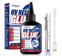 Soodyoow 60g Kit Résine UV avec Lampe, Rapide 5 Secondes | Colle UV Lampe 395nm Rechargeable Durcissement, Résine UV Transparente pour Réparation Bijoux Verre Plastique DIY Décorations