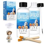 Soodyoow Vernis Argile Autodurcissante, 2 x 100ml Vernis Glassificateur, Vernis pour Argile Autodurcissante, Vernis Brillant, Vernis Peinture Acrylique, Vernis Acrylique pour Poterie, Bois, Plâtre