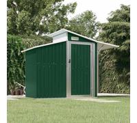 SooIarix Abri de jardin vert en acier galvanisé 270 x 130 x 208,5 cm avec ventilation et toit latéral transparent pour outils de jardin, salle à outils, abri à vélo et rangement protégé contre les