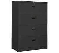 SooIarix Armoire de classement anthracite en acier 90 x 46 x 134 cm avec 4 tiroirs verrouillables pour bureau, dossiers suspendus et compartiment de classement dans le bureau à domicile ou le bureau