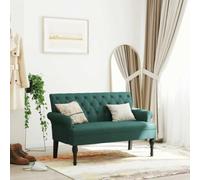 SooIarix Banc avec dossier vert foncé 120 x 62 x 75,5 cm en tissu, contreplaqué et bois d'hévéa pour salon, bureau, salle à manger, rembourré, stable, capacité de charge de 110 kg