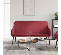 SooIarix Banc bordeaux en cuir synthétique 110 x 76 x 80 cm avec structure en métal, dossier rembourré, assise profonde, accoudoirs, facile à nettoyer pour salon et coin lecture