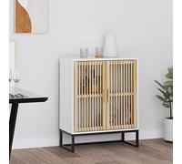 SooIarix Buffet blanc 60 x 30 x 75 cm, commode en bois avec portes et pieds en fer stables, armoire de rangement polyvalente pour salon, bureau et couloir