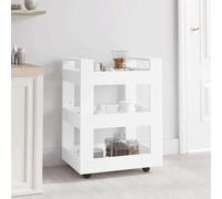 SooIarix Chariot de cuisine blanc en bois 60 x 45 x 80 cm avec 3 étagères et roulettes, chariot d'appoint comme îlot de cuisine, chariot de service, étagère pour vaisselle, couverts, ustensiles et