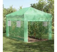SooIarix Serre avec cadre pop-up Vert 290 x 430 x 315 cm Fer Serre tunnel stable pour jardin, terrasse, balcon avec porte, ventilation, protection contre le gel, le vent et la pluie