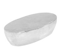 SooIarix Table basse argentée martelée - 100 x 50 x 28 cm - Design ovale - En aluminium - Table de salon montée - Table d'appoint robuste