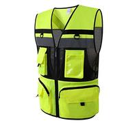 Sooiy Gilet de sécurité réfléchissant avec Poches Multipoches de sécurité réfléchissante pour Gilet de sécurité pour Entrepreneur, Gilet Orange/Jaune,Green,M