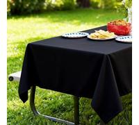 Soontrans Nappe 140 × 200 cm, Nappe de Table en Polyester 180 g/m Imperméable et Anti-Taches, Nappe Noire Lavable en Machine à 30-60°C, pour Fête, Jardin, Repas en Famille, Noir