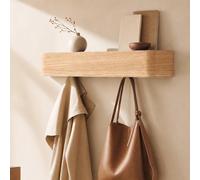 Soontrans Patere Murale Durable 88×10×7.5 CM, Patere Murale Bois Résistant à L’humidité avec 6 Crochets, Porte-manteau Mural Livré avec Kit Complet d’accessoires,pour Entrée, Chambre, Chêne Clair