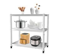 SOPERIT Étagère INOX Cuisine 3 Niveaux - Table INOX Rangement Plan de Travail 80x40cm, Étagère Métallique Professionnelle Garde Manger Gastro, Petite Étagère Multifonction Bureau Balcon