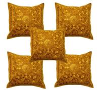 Sophia Art Lot de 5 housses de coussin style indien avec broderie effet miroir 40,6 x 40,6 cm