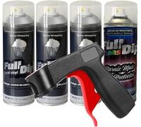 Sophisticauto 3 + 1 aluminium métallisé mat : lot de 3 bombes Full Dip 400 ml aluminium métallisé + 1 peinture transparente spray mat résistant + 1 poignée pour spray CANGUN
