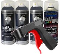 Sophisticauto 3+1 Hyper Black métallisé mat : 3 sprays de 400 ml Hyper Black métallisé (anthracite) + 1 peinture transparente en spray mat résistant + 1 poignée pour spray Cangun