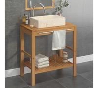 Sophrelle Armoire de Toilette en Teck Solide avec lavabo en marbre Crème,Meubles-lavabos de Salle de Bains,3058160