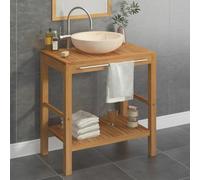 Sophrelle Armoire de Toilette en Teck Solide avec lavabo en marbre Crème,Meubles-lavabos de Salle de Bains,3058162