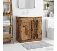 Sophrelle Armoire sous évier de Salle de Bain Bois Ancien,Meubles-lavabos de Salle de Bains,890072