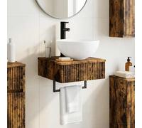 Sophrelle Basin de Lavage Mural Chêne fumé 40 x 41 x 40,5 cm,Meubles-lavabos de Salle de Bains,890183