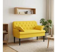 Sophrelle Canapé Love Seat avec capitonnage en Boutons Jaune Clair Tissu,Bancs,42041805