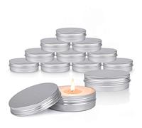 Sopito Boîtes alu 120ml, 24 pièces, vides à vis pour bougies | Contenants metalliques ronds Fabrication bougies maison Couvercle etanche Stockage cremes, epices, lotions