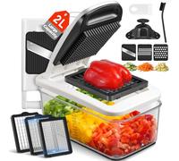 Sopito Coupe Legumes Multifonctions, Decoupe Legumes Professionnel avec 6 Lames, Mandoline Multifonctions avec un Récipient de 2L, Outil de Cuisine Indispensable