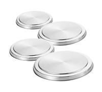 SOPOTUTU 4 pièces Lot de Couvercles de Brûleurs Acier Inoxydable Protection Cuisinière Gaz et Électrique Grandes et Petites Couvre-brûleurs Ronds pour Cuisine Facile à Nettoyer et