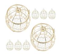 SOPOTUTU Boîte à Bonbons pour Mariage en Fer Doré Détails Ajourés, Lot de 8 Pièces Élégantes de Cage à Oiseaux, pour Célébrations et Présents