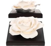 SOPOTUTU Diffuseur de Parfum en Céramique de Rose Noir 2pcs, Diffuseur D'arômes Portable pour Voiture et Décoration Intérieure Unique